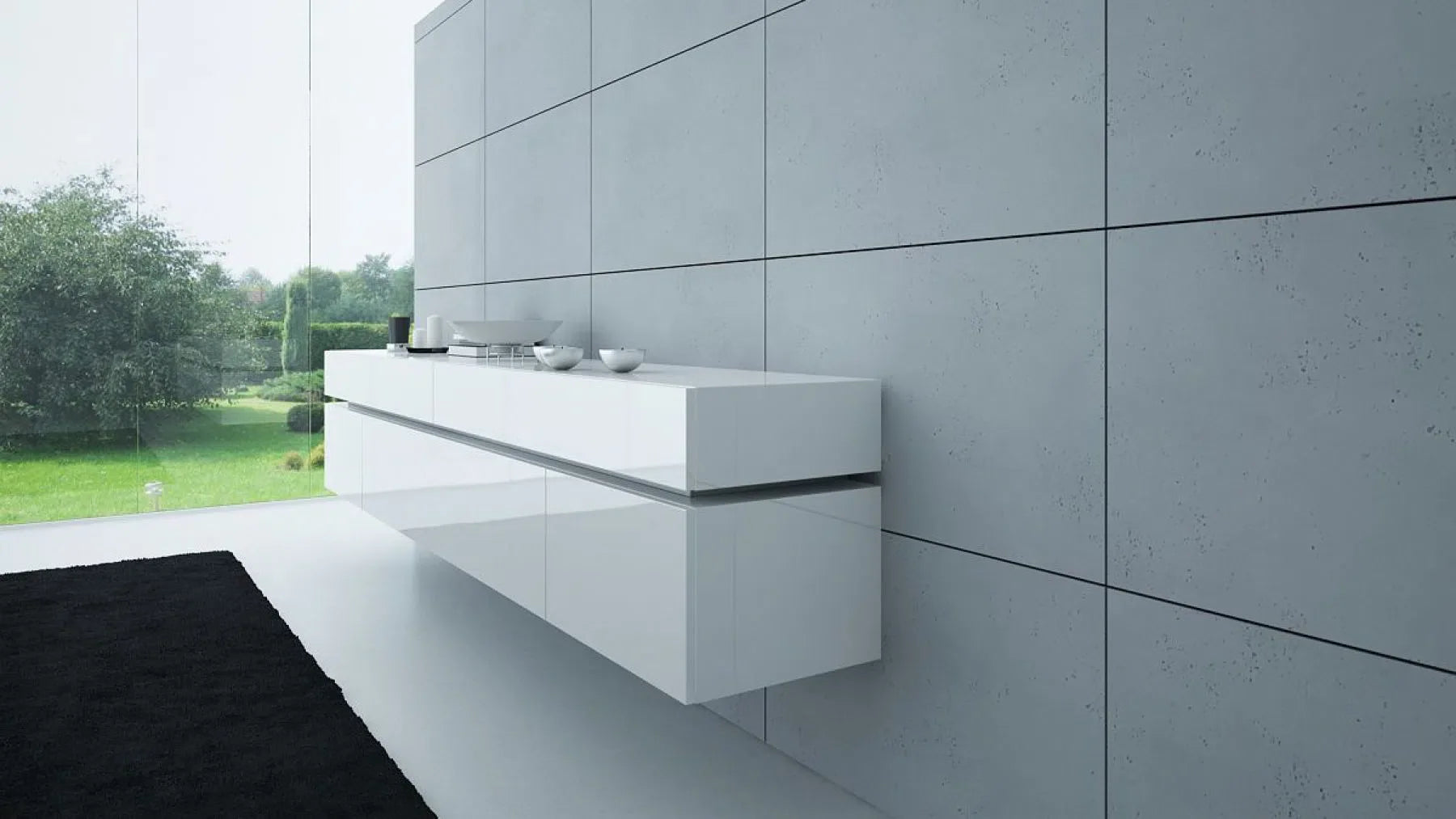 Concrete Wall Panel INTERIOR - 100 x 50 cm in a modern living room | DecorMania eu